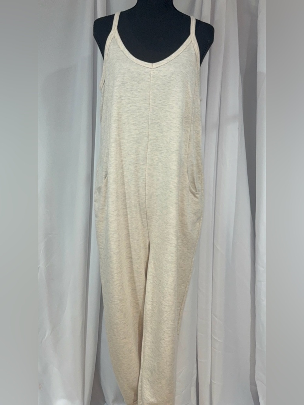 Sincerely Jules Cream Sleeveless Relaxed Jumpsuit with Pockets